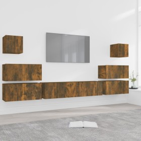 TV furniture set 8 pieces smoked oak plywood by vidaXL, TV Furniture - Ref: Foro24-3120290, Price: 236,99 €, Discount: %