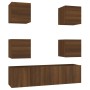 TV furniture set 6 pieces brown oak plywood by vidaXL, TV Furniture - Ref: Foro24-3120241, Price: 149,08 €, Discount: %