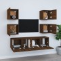 TV furniture set 6 pieces brown oak plywood by vidaXL, TV Furniture - Ref: Foro24-3120241, Price: 149,08 €, Discount: %