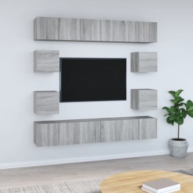 TV furniture set 10 pieces Sonoma gray plywood by vidaXL, TV Furniture - Ref: Foro24-3120216, Price: 278,99 €, Discount: %