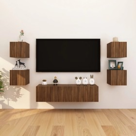 Wall-mounted TV furniture 8 units brown oak 30.5x30x30 cm by vidaXL, TV Furniture - Ref: Foro24-3120325, Price: 154,26 €, Dis...