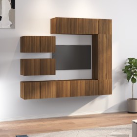 TV furniture set 8 pieces brown oak plywood by vidaXL, TV Furniture - Ref: Foro24-3120295, Price: 305,99 €, Discount: %