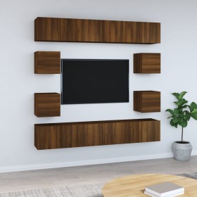 Set de muebles de TV 10 pzas madera contrachapada marrón roble de vidaXL, Muebles TV - Ref: Foro24-3120217, Precio: 284,99 €,...