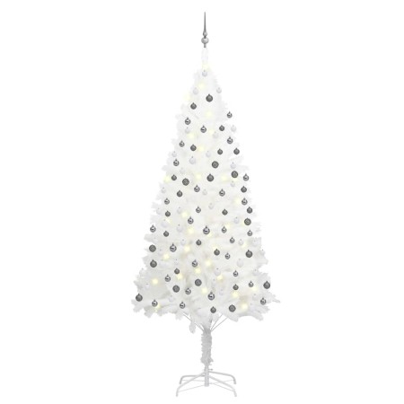 Árbol de Navidad preiluminado con luces y bolas blanco 240 cm de vidaXL, Arboles de navidad - Ref: Foro24-3077722, Precio: 20...