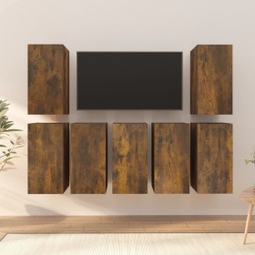 TV furniture 7 units smoked oak plywood 30.5x30x60 cm by vidaXL, TV Furniture - Ref: Foro24-3120335, Price: 198,99 €, Discoun...