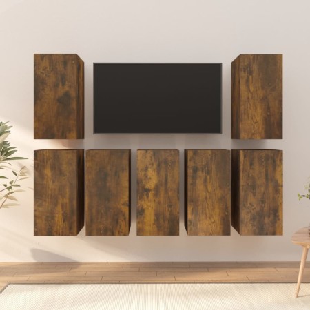 TV furniture 7 units smoked oak plywood 30.5x30x60 cm by vidaXL, TV Furniture - Ref: Foro24-3120335, Price: 199,00 €, Discoun...