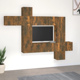 TV furniture set 10 pieces smoked oak plywood by vidaXL, TV Furniture - Ref: Foro24-3120320, Price: 313,99 €, Discount: %