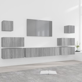 TV furniture set 8 pieces Sonoma gray plywood by vidaXL, TV Furniture - Ref: Foro24-3120291, Price: 244,32 €, Discount: %