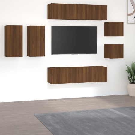 Set de muebles para TV 8 pzas madera contrachapada roble marrón de vidaXL, Muebles TV - Ref: Foro24-3120286, Precio: 226,99 €...