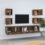 TV furniture set 7 pieces smoked oak plywood by vidaXL, TV Furniture - Ref: Foro24-3120242, Price: 179,99 €, Discount: %