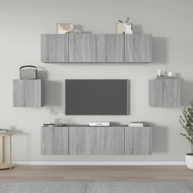 TV furniture set 6 pieces Sonoma gray plywood by vidaXL, TV Furniture - Ref: Foro24-3120267, Price: 176,77 €, Discount: %