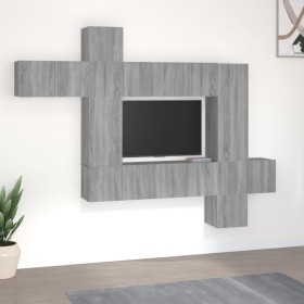 TV furniture set 10 pieces Sonoma gray plywood by vidaXL, TV Furniture - Ref: Foro24-3120321, Price: 321,99 €, Discount: %