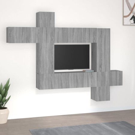 TV furniture set 10 pieces Sonoma gray plywood by vidaXL, TV Furniture - Ref: Foro24-3120321, Price: 321,99 €, Discount: %