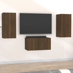 TV furniture set 3 pieces brown oak plywood by vidaXL, TV Furniture - Ref: Foro24-3120232, Price: 83,19 €, Discount: %