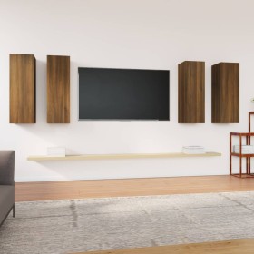 Muebles TV 4 uds madera contrachapada marrón roble 30,5x30x90cm de vidaXL, Muebles TV - Ref: Foro24-3120331, Precio: 182,99 €...