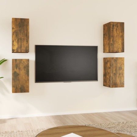 Mueble TV 4 uds madera contrachapada roble ahumado 30,5x30x60cm de vidaXL, Muebles TV - Ref: Foro24-3120326, Precio: 114,87 €...