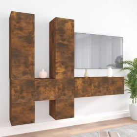 TV furniture set 7 pieces smoked oak plywood by vidaXL, TV Furniture - Ref: Foro24-3120296, Price: 227,99 €, Discount: %