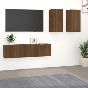 TV furniture set 4 pieces oak brown plywood by vidaXL, TV Furniture - Ref: Foro24-3120271, Price: 122,83 €, Discount: %