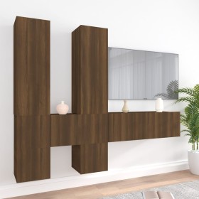 TV furniture set 7 pieces brown oak plywood by vidaXL, TV Furniture - Ref: Foro24-3120298, Price: 239,99 €, Discount: %