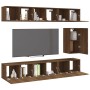 TV furniture set 7 pieces brown oak plywood by vidaXL, TV Furniture - Ref: Foro24-3120313, Price: 251,95 €, Discount: %