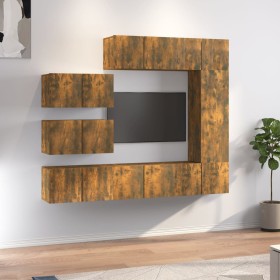 TV furniture set 8 pieces smoked oak plywood by vidaXL, TV Furniture - Ref: Foro24-3120293, Price: 277,99 €, Discount: %