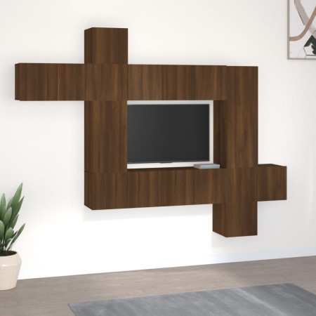 TV furniture set 10 pieces oak brown plywood by vidaXL, TV Furniture - Ref: Foro24-3120322, Price: 358,99 €, Discount: %