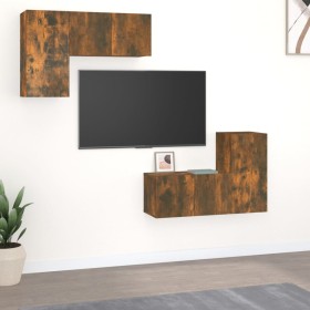 TV furniture set 4 pieces smoked oak plywood by vidaXL, TV Furniture - Ref: Foro24-3120272, Price: 123,15 €, Discount: %