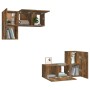 TV furniture set 4 pieces smoked oak plywood by vidaXL, TV Furniture - Ref: Foro24-3120272, Price: 123,99 €, Discount: %