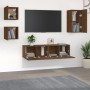 TV furniture set 5 pieces brown oak plywood by vidaXL, TV Furniture - Ref: Foro24-3120277, Price: 141,44 €, Discount: %