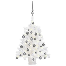 Árbol de Navidad preiluminado con luces y bolas blanco 65 cm de vidaXL, Arboles de navidad - Ref: Foro24-3077716, Precio: 51,...