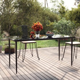 Steel and black tempered glass garden dining table 160x80x74 cm by vidaXL, Garden tables - Ref: Foro24-319279, Price: 180,98 ...