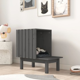 Casa para gatos de madera maciza de pino gris 60x36x60 cm de vidaXL, Mobiliario para gatos - Ref: Foro24-822454, Precio: 63,9...