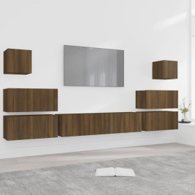 TV furniture set 8 pieces brown oak plywood by vidaXL, TV Furniture - Ref: Foro24-3120292, Price: 249,99 €, Discount: %