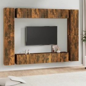 TV furniture set 10 pieces smoked oak plywood by vidaXL, TV Furniture - Ref: Foro24-3120248, Price: 422,99 €, Discount: %