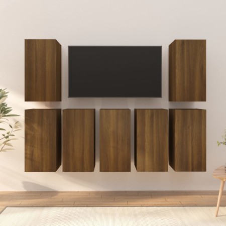 Muebles para TV 7 uds contrachapado roble marrón 30,5x30x60 cm de vidaXL, Muebles TV - Ref: Foro24-3120337, Precio: 166,81 €,...