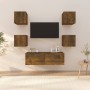 Juego de muebles de pared para TV contrachapado roble ahumado de vidaXL, Muebles TV - Ref: Foro24-3120302, Precio: 110,79 €, ...