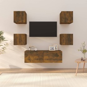 TV-Wandmöbel-Set aus geräuchertem Eichensperrholz von vidaXL, TV-Möbel - Ref: Foro24-3120302, Preis: 110,79 €, Rabatt: %