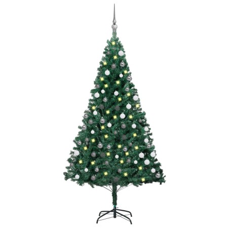 Árbol de Navidad preiluminado con luces y bolas verde 150 cm de vidaXL, Arboles de navidad - Ref: Foro24-3077707, Precio: 58,...