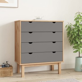 OTTA Kommode aus massivem Kiefernholz, braun und grau, 76,5 x 39,5 x 90 cm von vidaXL, Schubladen - Ref: Foro24-348583, Preis...