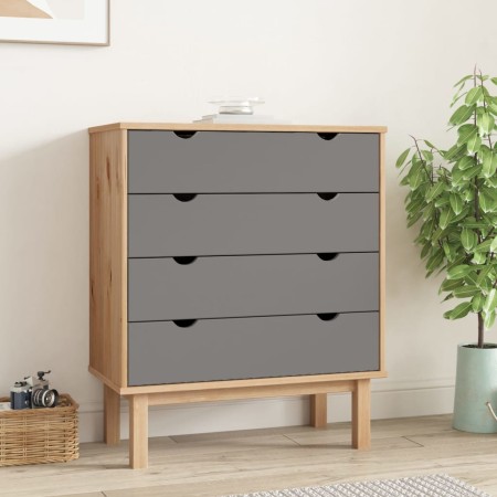 OTTA chest of drawers solid pine wood brown and gray 76.5x39.5x90 cm by vidaXL, Drawers - Ref: Foro24-348583, Price: 153,49 €...