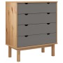 Cajonera OTTA madera maciza pino marrón y gris 76,5x39,5x90 cm de vidaXL, Cajoneras - Ref: Foro24-348583, Precio: 153,49 €, D...