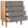 Cajonera OTTA madera maciza pino marrón y gris 76,5x39,5x90 cm de vidaXL, Cajoneras - Ref: Foro24-348583, Precio: 153,49 €, D...