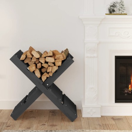 Gray firewood holder solid pine wood 47x39.5x48 cm by vidaXL, Accessories for bags and firewood holders - Ref: Foro24-822449,...