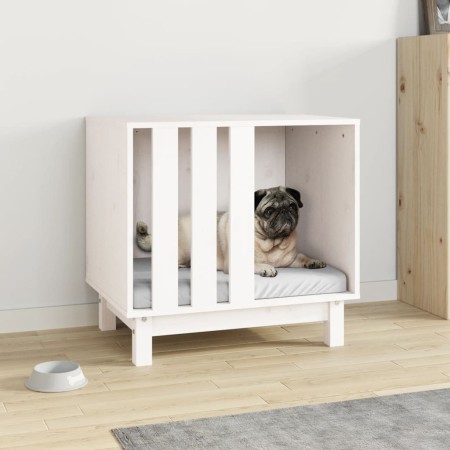 Caseta para perros madera maciza de pino blanco 60x45x57 cm de vidaXL, Casetas para perros - Ref: Foro24-822477, Precio: 90,9...