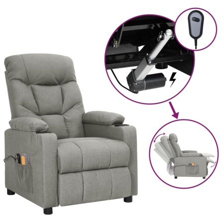 Electric massage chair light gray fabric by vidaXL, Electric massage chairs - Ref: Foro24-3098827, Price: 252,82 €, Discount: %