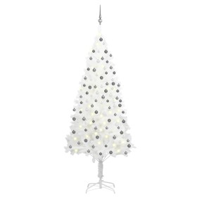 Árbol de Navidad preiluminado con luces y bolas blanco 210 cm de vidaXL, Arboles de navidad - Ref: Foro24-3077721, Precio: 17...