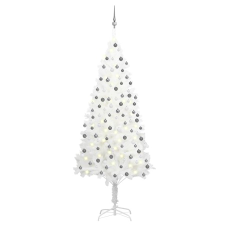 Árbol de Navidad preiluminado con luces y bolas blanco 210 cm de vidaXL, Arboles de navidad - Ref: Foro24-3077721, Precio: 18...