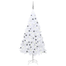 Árbol de Navidad preiluminado con luces y bolas blanco 180 cm de vidaXL, Arboles de navidad - Ref: Foro24-3077713, Precio: 73...