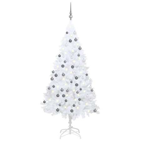 Árbol de Navidad preiluminado con luces y bolas blanco 180 cm de vidaXL, Arboles de navidad - Ref: Foro24-3077713, Precio: 74...