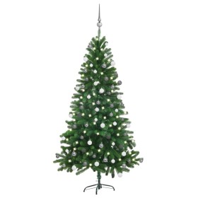 Árbol de Navidad preiluminado con luces y bolas verde 150 cm de vidaXL, Arboles de navidad - Ref: Foro24-3077726, Precio: 120...